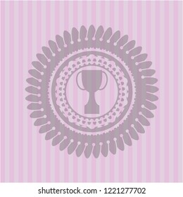 trophy icon inside pink emblem. Vintage.