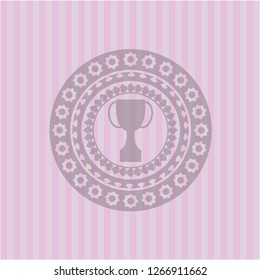 trophy icon inside pink emblem. Vintage.