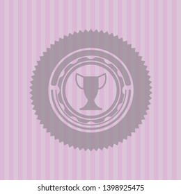 trophy icon inside pink emblem