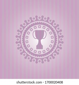 icono trofeo dentro del emblema rosa