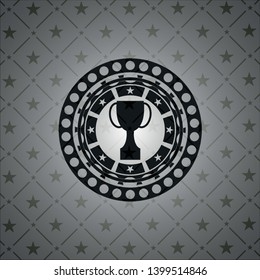 trophy icon inside realistic black emblem