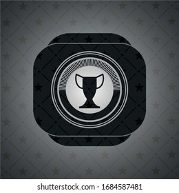 icono trofeo dentro de un emblema negro realista