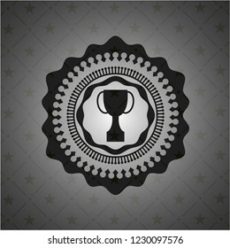 trophy icon inside realistic dark emblem