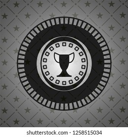 trophy icon inside realistic dark emblem