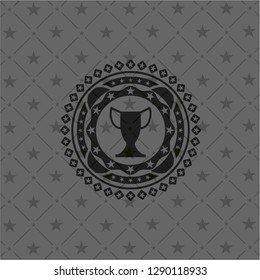 trophy icon inside realistic dark emblem