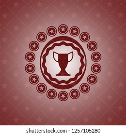 trophy icon inside realistic red emblem