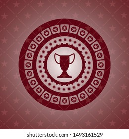 trophy icon inside realistic red emblem