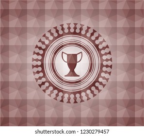 trophy icon inside red badge with geometric background. Seamless.