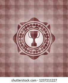 trophy icon inside red badge with geometric background. Seamless.