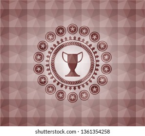trophy icon inside red badge with geometric pattern background. Seamless.