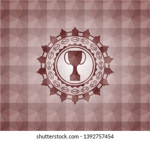 trophy icon inside red badge with geometric background. Seamless.