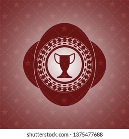 trophy icon inside red emblem. Retro