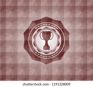 trophy icon inside red geometric emblem. Seamless.