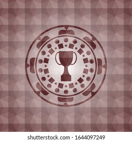 icono trofeo dentro de la placa geométrica de color rojo sin fisuras.