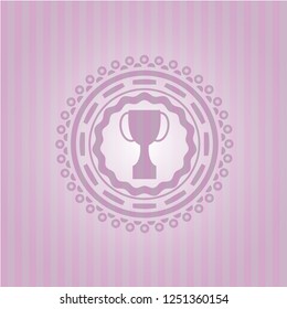 trophy icon inside retro pink emblem