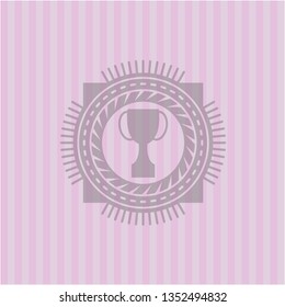 trophy icon inside retro pink emblem