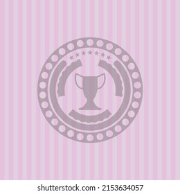 Trophäe Symbol in Retro-Rosa Emblem. Flaches Design. 