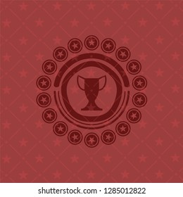 trophy icon inside retro red emblem