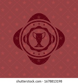 trophy icon inside retro red emblem