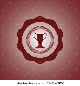 trophy icon inside retro style red emblem