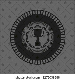 trophy icon inside retro style black emblem