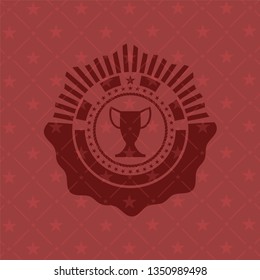 trophy icon inside retro style red emblem