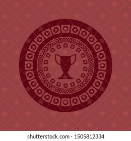 trophy icon inside retro style red emblem