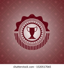 trophy icon inside retro style red emblem