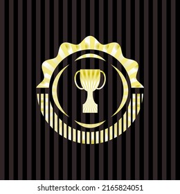 trophy icon inside shiny emblem. 