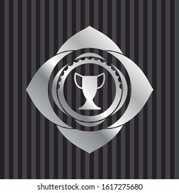 trophy icon inside silver emblem