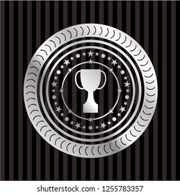 trophy icon inside silver shiny emblem