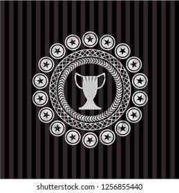 trophy icon inside silver shiny badge