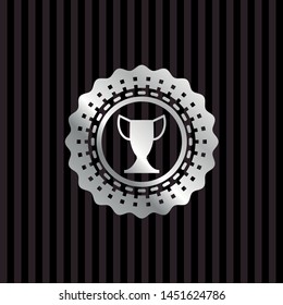 trophy icon inside silver shiny emblem