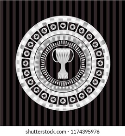 trophy icon inside silvery badge