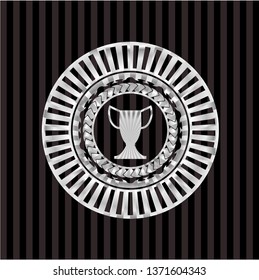 trophy icon inside silvery badge