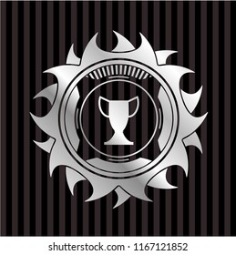 trophy icon inside silvery emblem