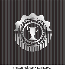 trophy icon inside silvery emblem
