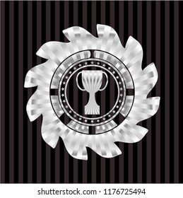 trophy icon inside silvery shiny emblem
