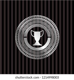 trophy icon inside silvery shiny emblem