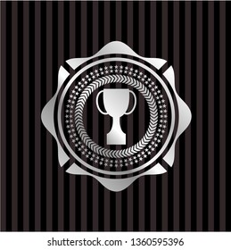 trophy icon inside silvery shiny emblem