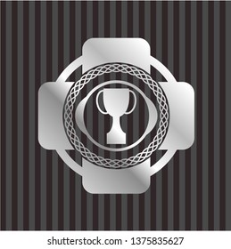 trophy icon inside silvery shiny emblem