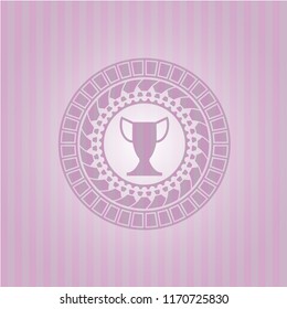 trophy icon inside vintage pink emblem