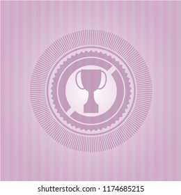 trophy icon inside vintage pink emblem