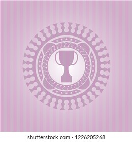 trophy icon inside vintage pink emblem