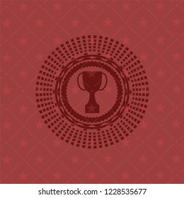 trophy icon inside vintage red emblem