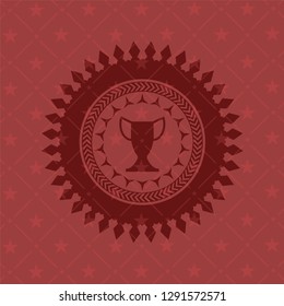 trophy icon inside vintage red emblem