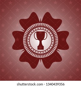 trophy icon inside vintage red emblem