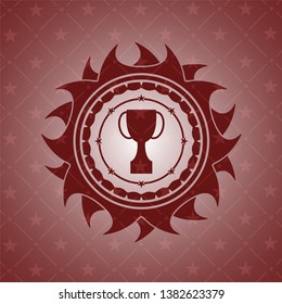 trophy icon inside vintage red emblem