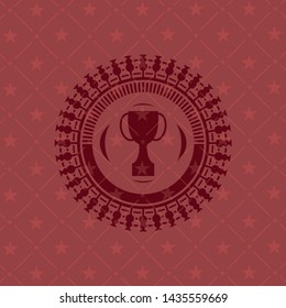trophy icon inside vintage red emblem