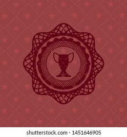 trophy icon inside vintage red emblem